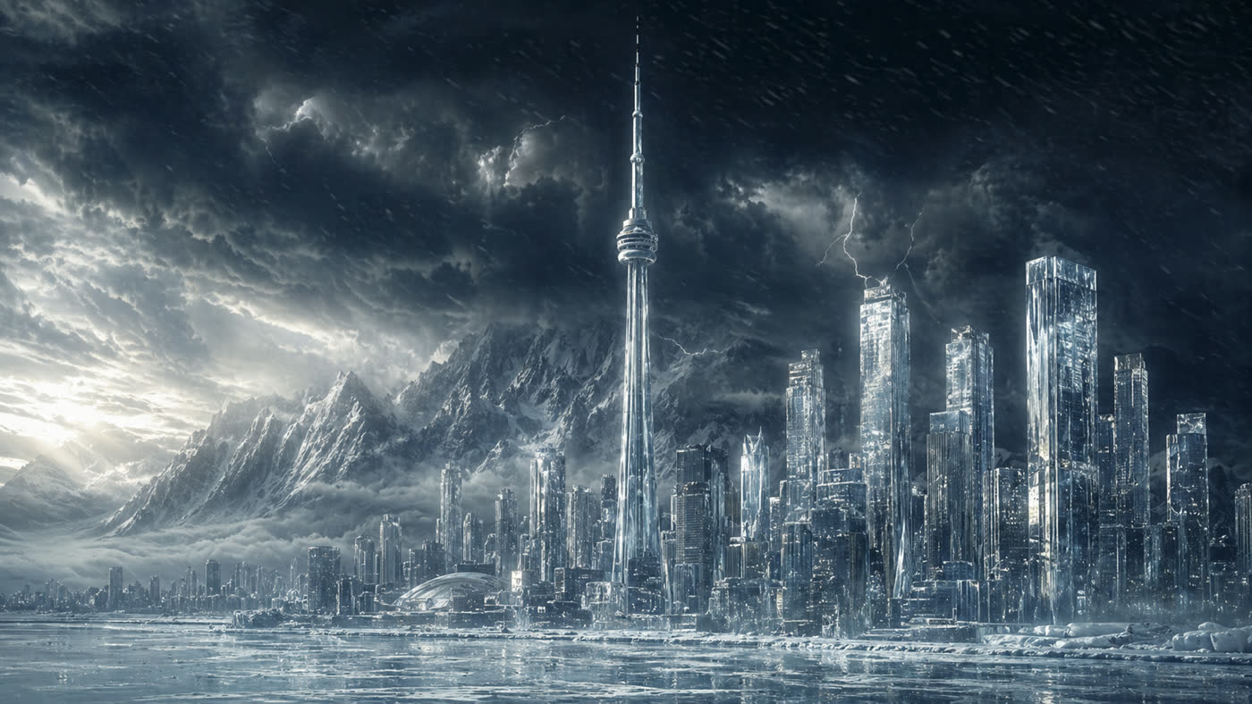 ICEMAN landing page — frozen Toronto skyline
